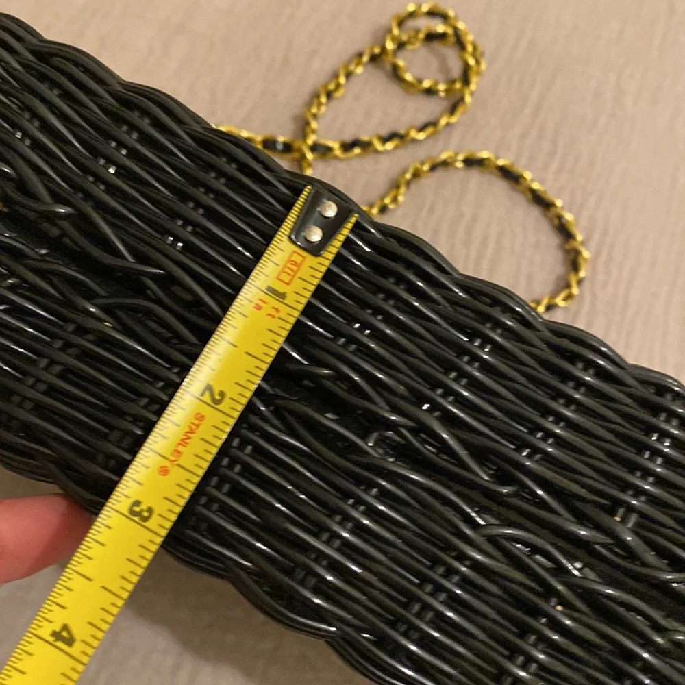 Vintyge Elegant Black Woven Chain Strap Bag - Picture 7 of 10